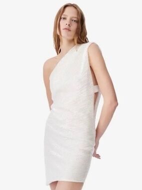 🤍IRO Haidi One-Shoulder Sequin Mini Dress – White NWT🤍